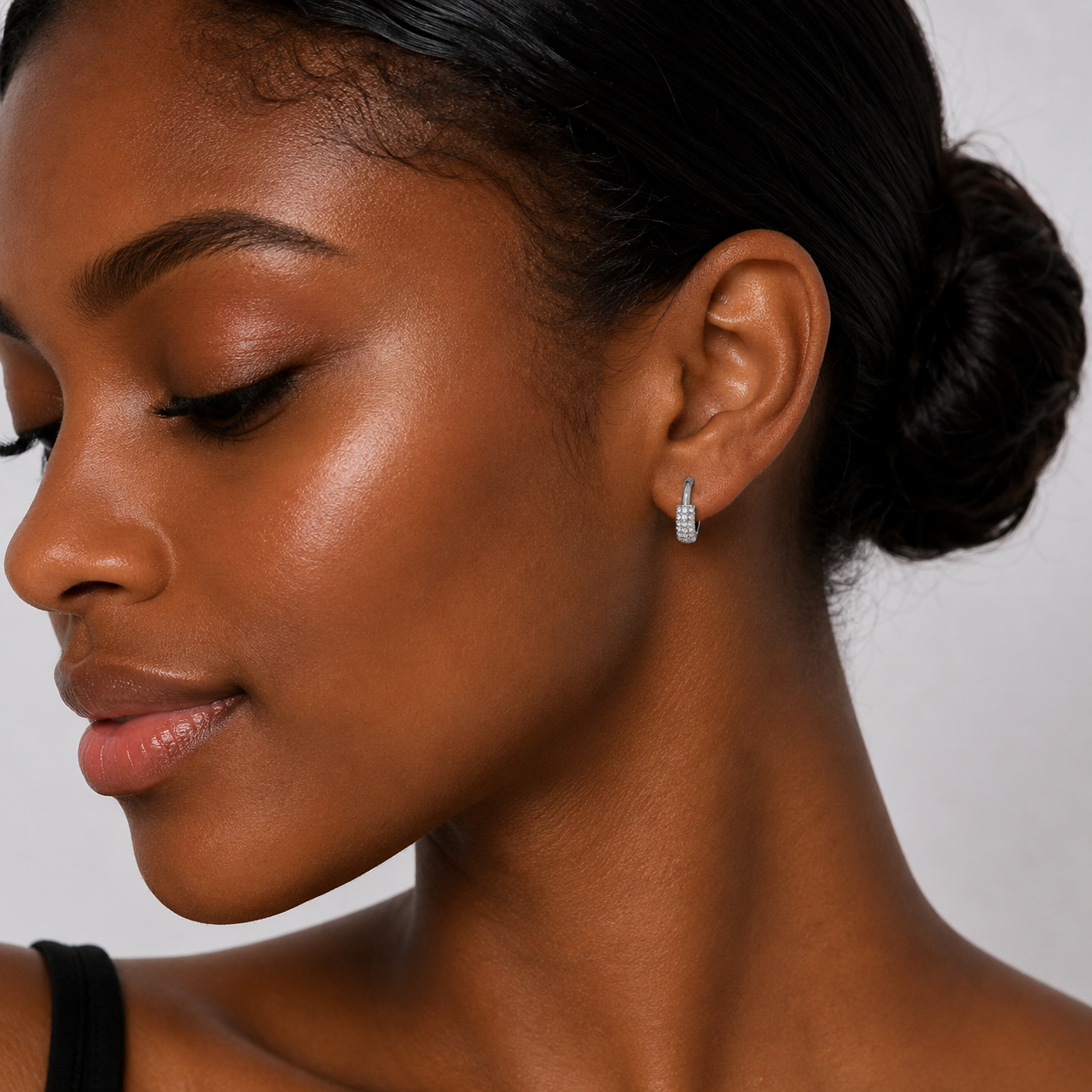 Silver Minimal Sparkle Hoop Earrings
