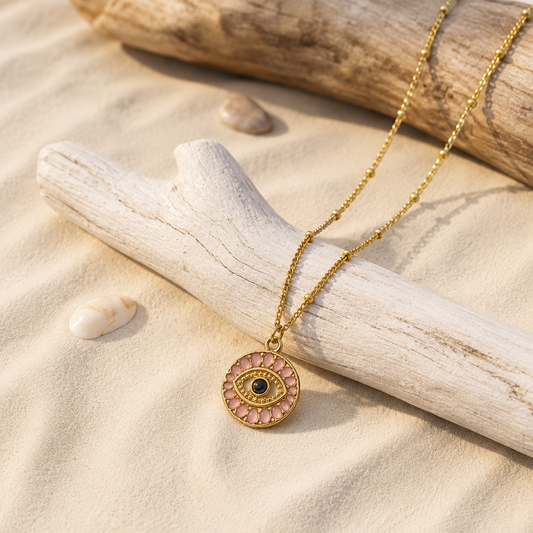 Blush Evil Eye Pendant Necklace