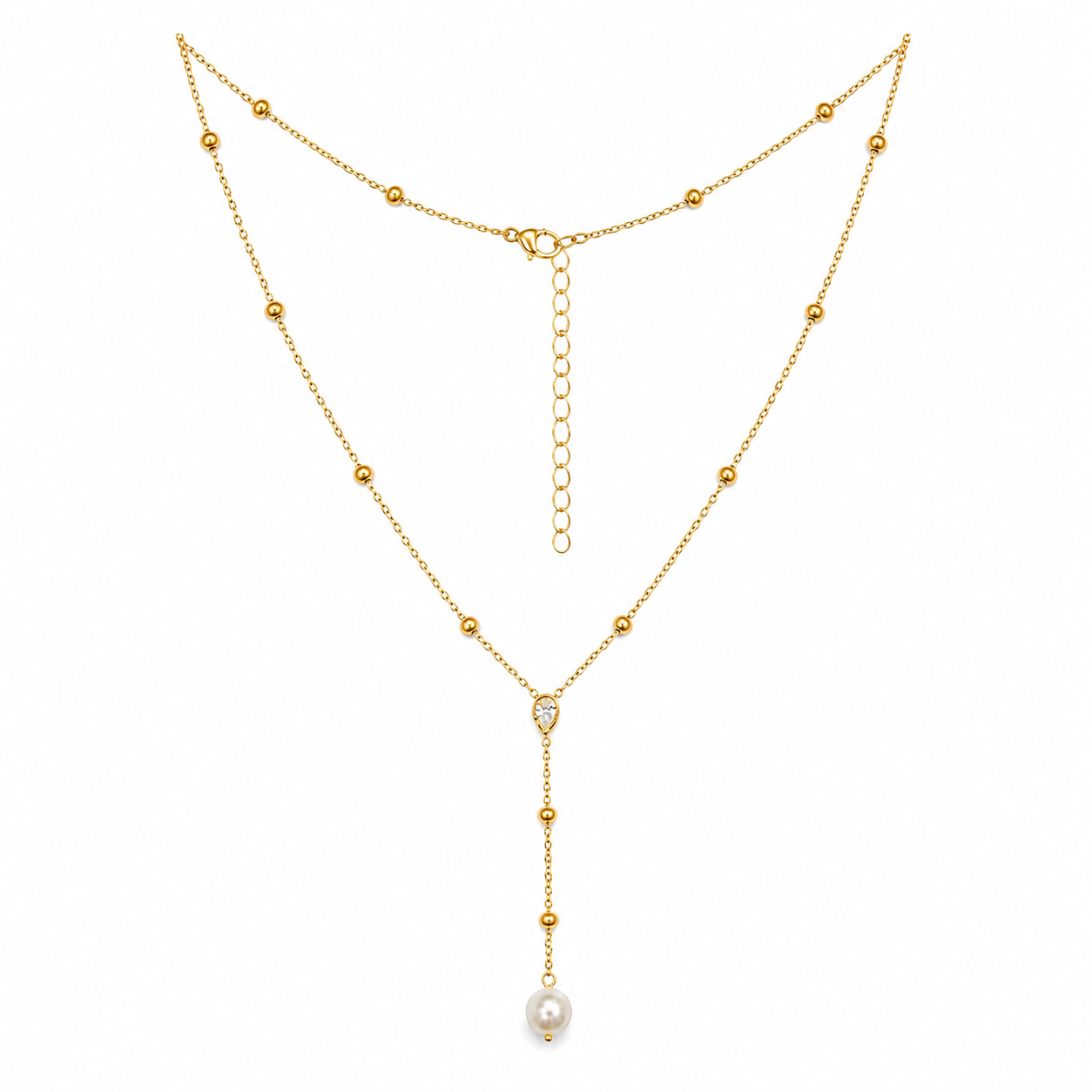 Demi Fine Lariat Beaded Pearl Necklace