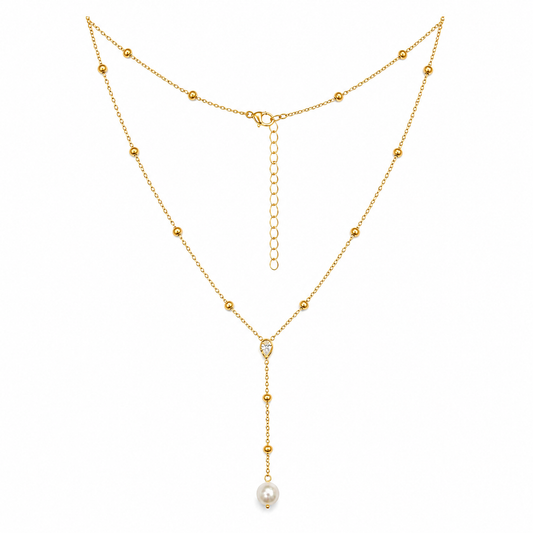 Demi Fine Lariat Beaded Pearl Necklace