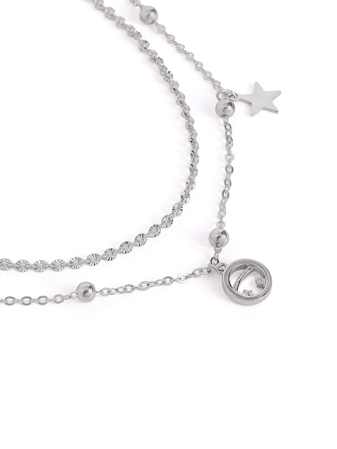 925 Silver Luna Starfall Layered Adjustable Anklet