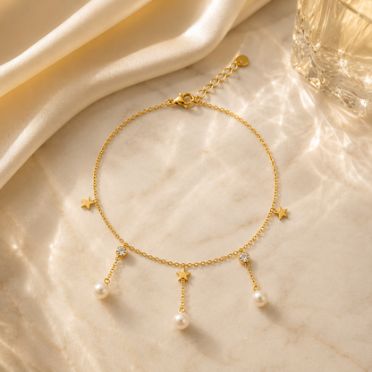 Celestial Pearl Drop Anklet