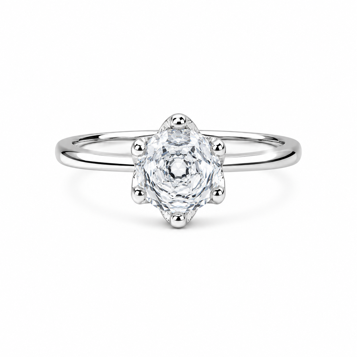 Silver Crown Setting Adjustable Ring