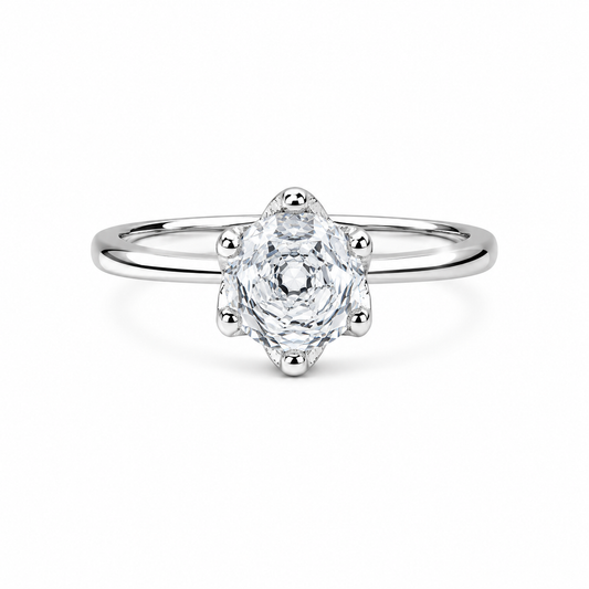 Silver Crown Setting Adjustable Ring