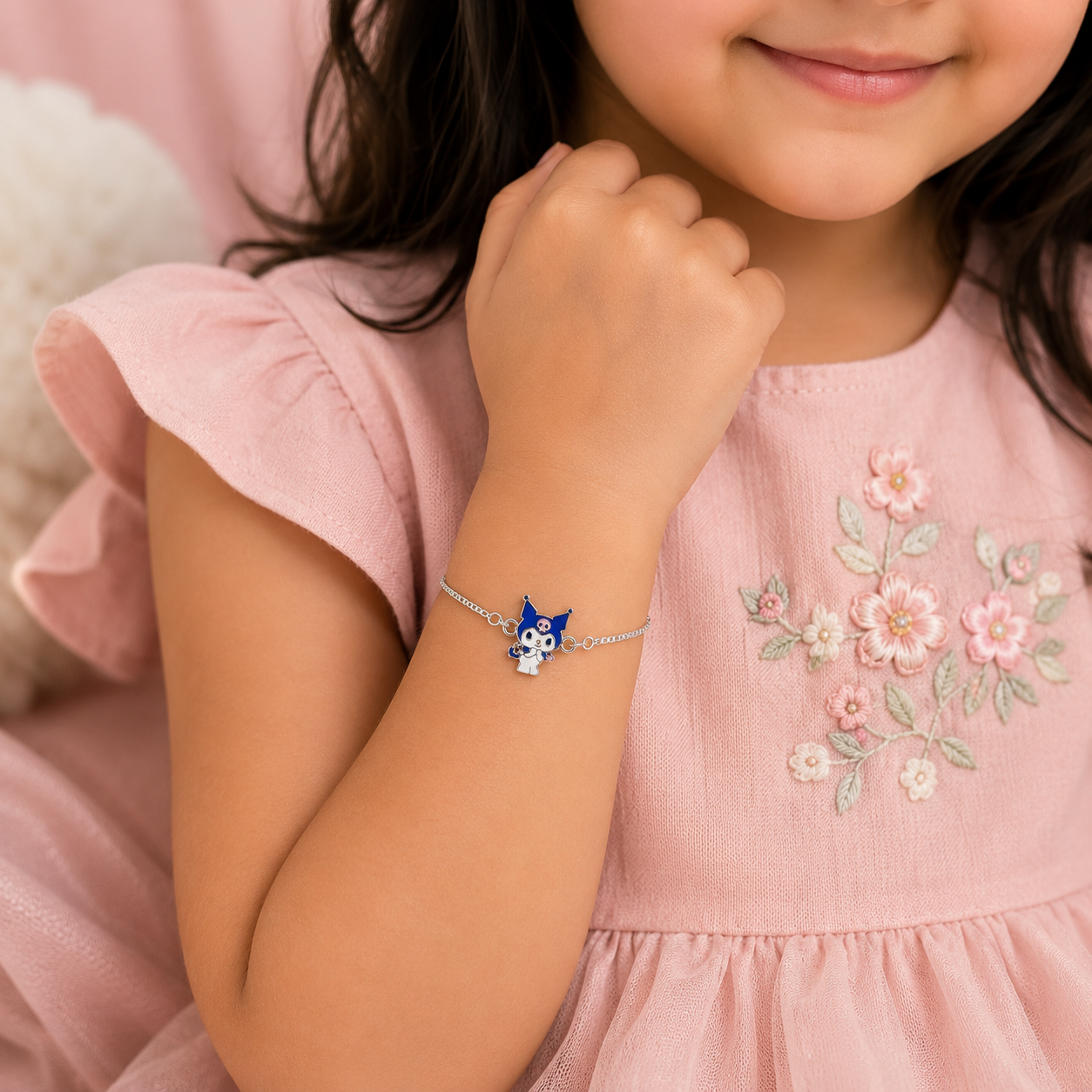 Silver Kuromi Enamel Kids Bracelet