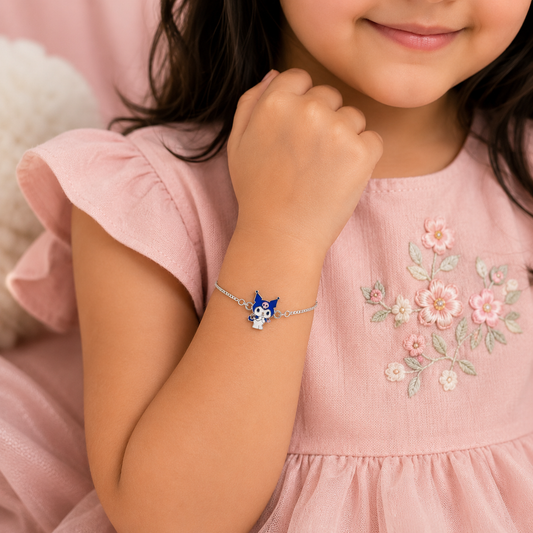 Silver Kuromi Enamel Kids Bracelet
