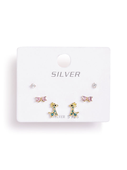 925 sterling silver set of 3 earrings