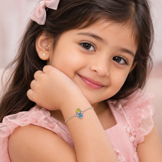 Silver Princess Enamel Kids Bracelet