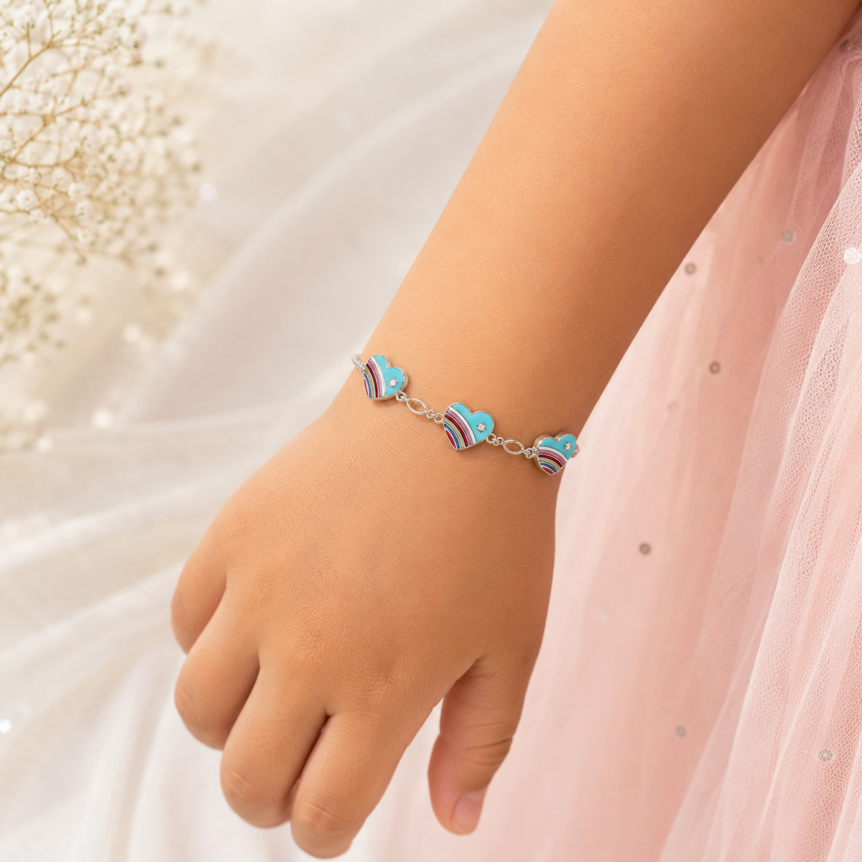 Silver Sky Heart Kids Bracelet