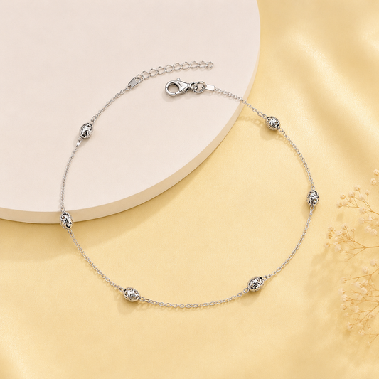 Silver Delicate Oval Anklet