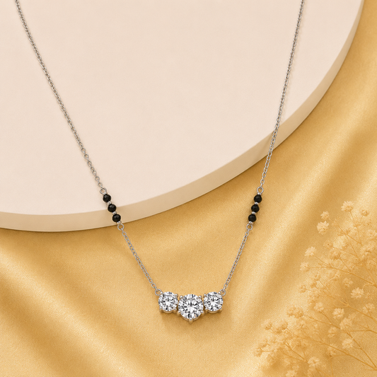 Silver Triple Solitaire Mangalsutra