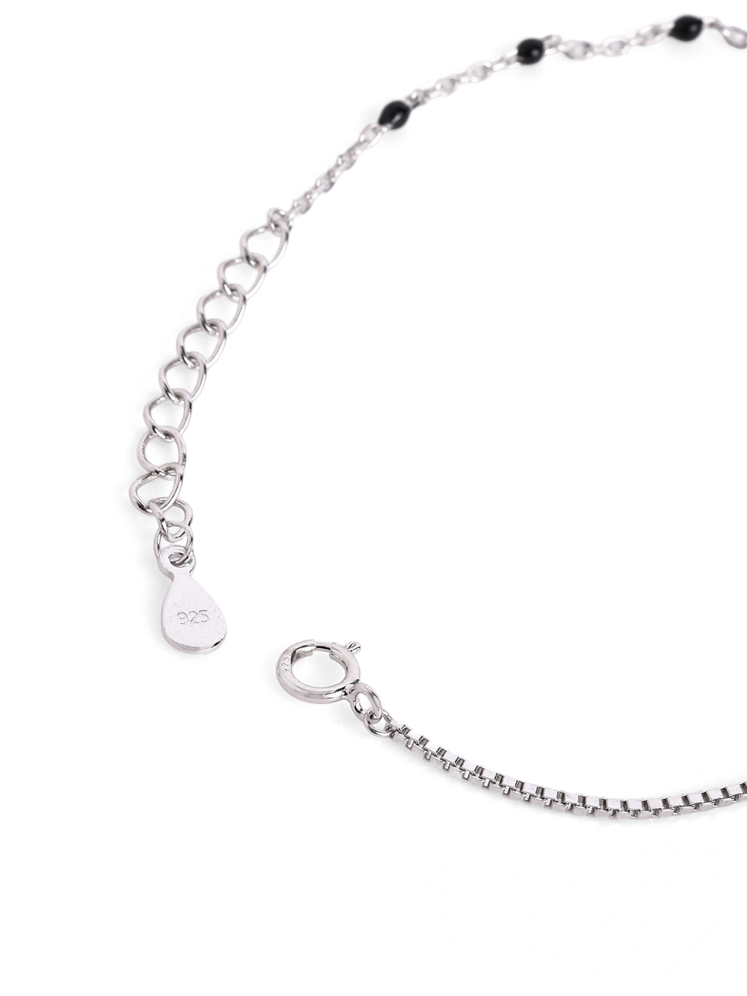 925 sterling silver mangalsutra bracelet with black beaded chain