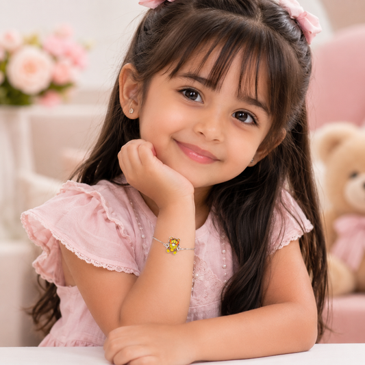 Silver Cute Tiger Enamel Kids Bracelet
