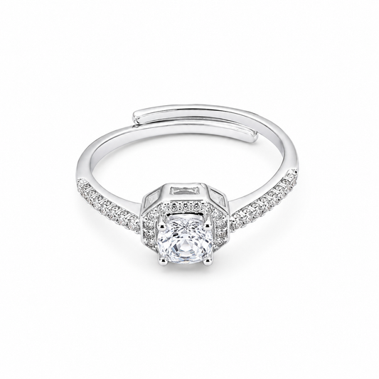 Silver Luxe Cushion Adjustable Ring