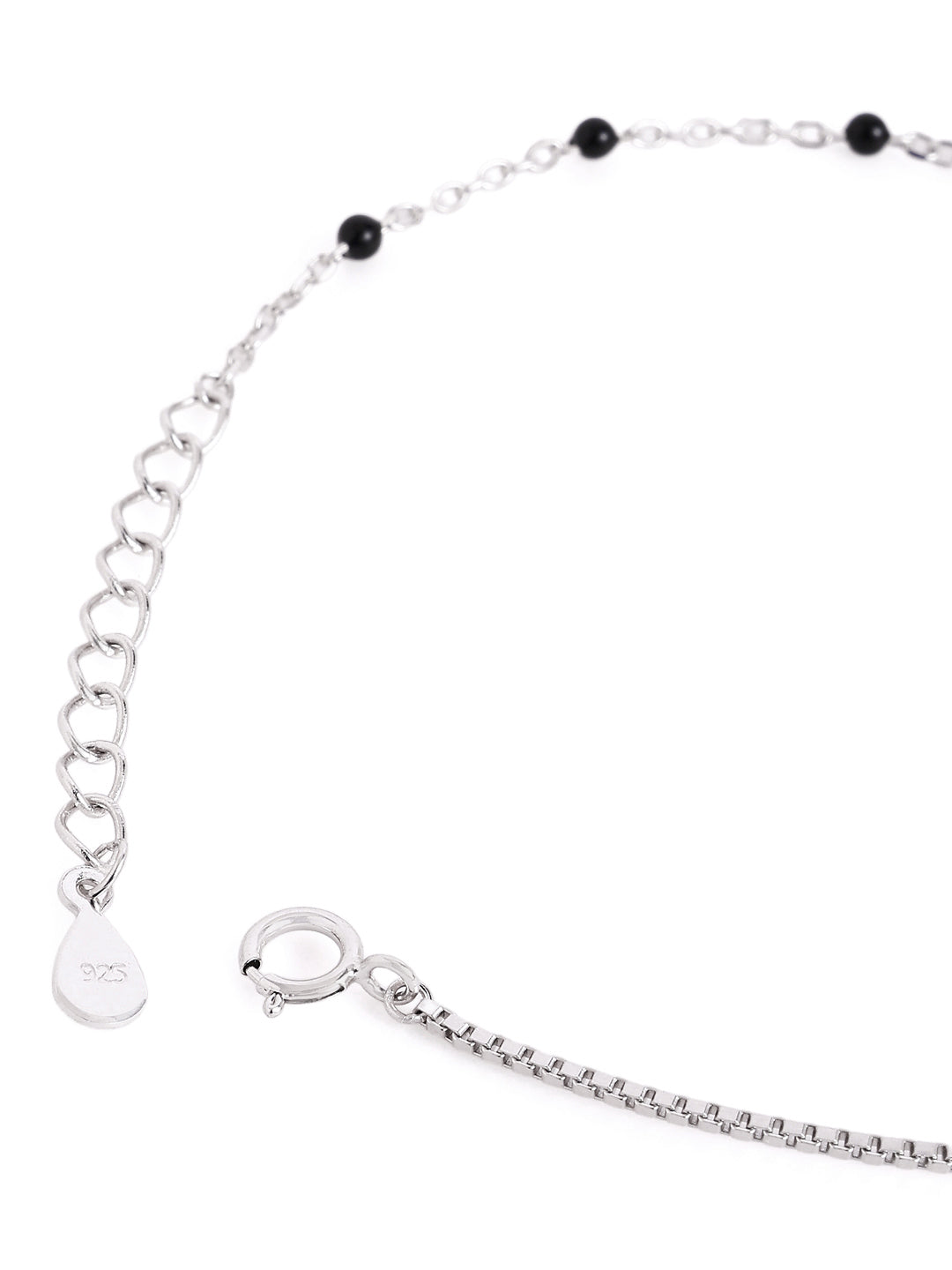 925 sterling silver mangalsutra bracelet with black beaded chain