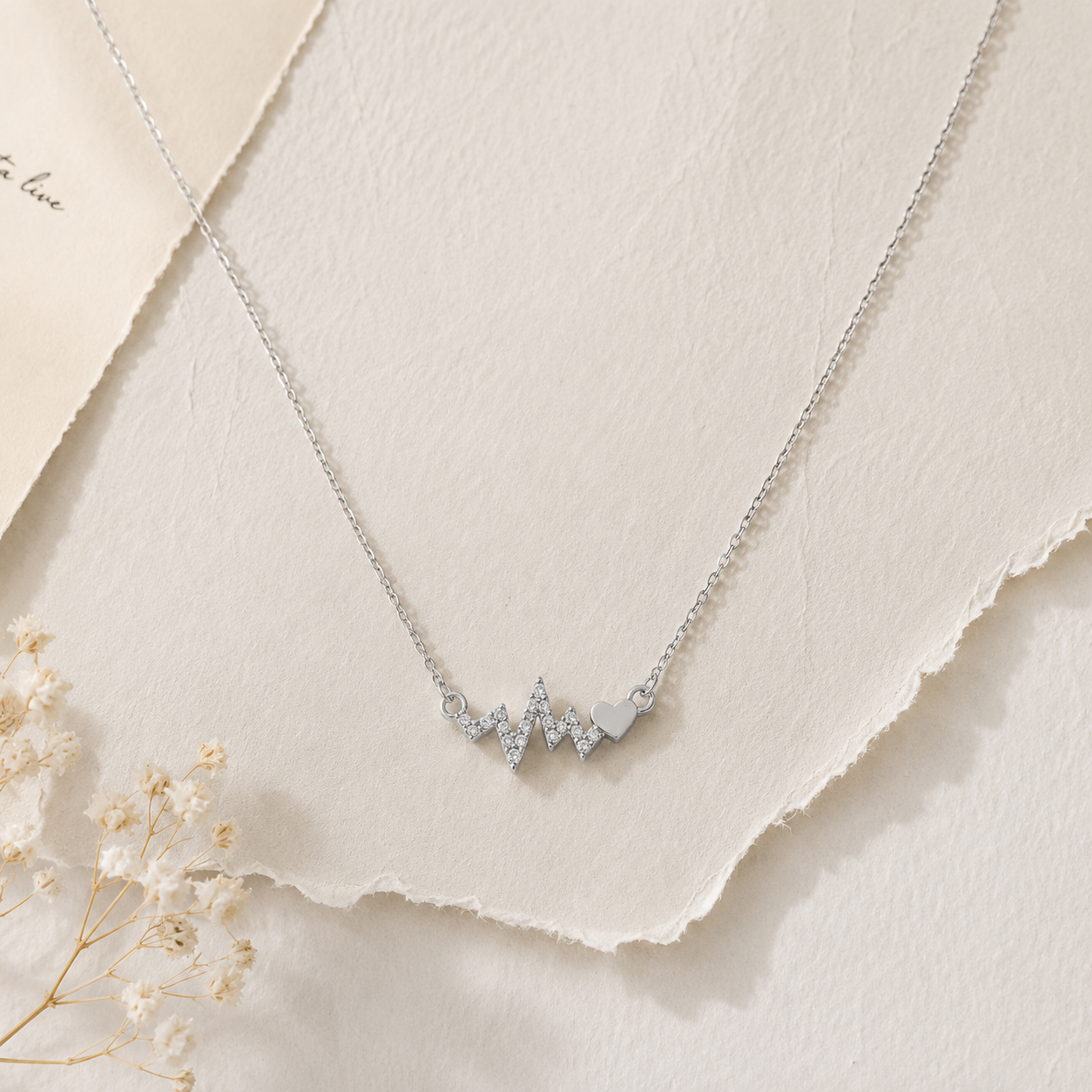 Silver Forever Heartbeat Pendant Necklace