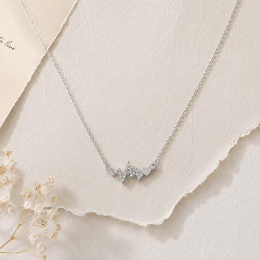 Silver Forever Heartbeat Pendant Necklace