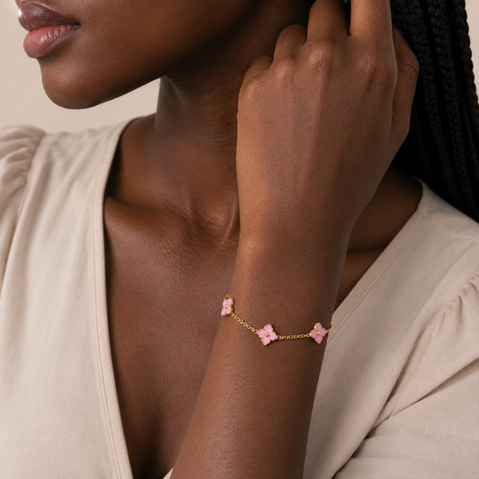 Demi Fine Pink Blossom Charm Bracelet