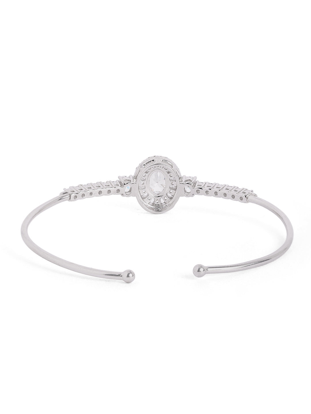 Radiant Halo Solitaire Open Cuff Bracelet