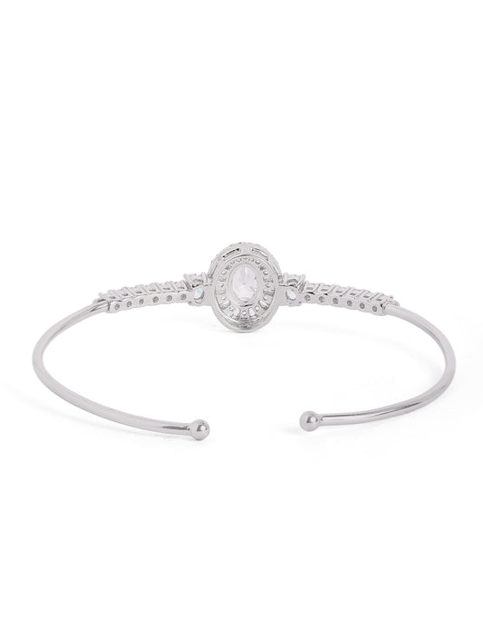 Radiant Halo Solitaire Open Cuff Bracelet