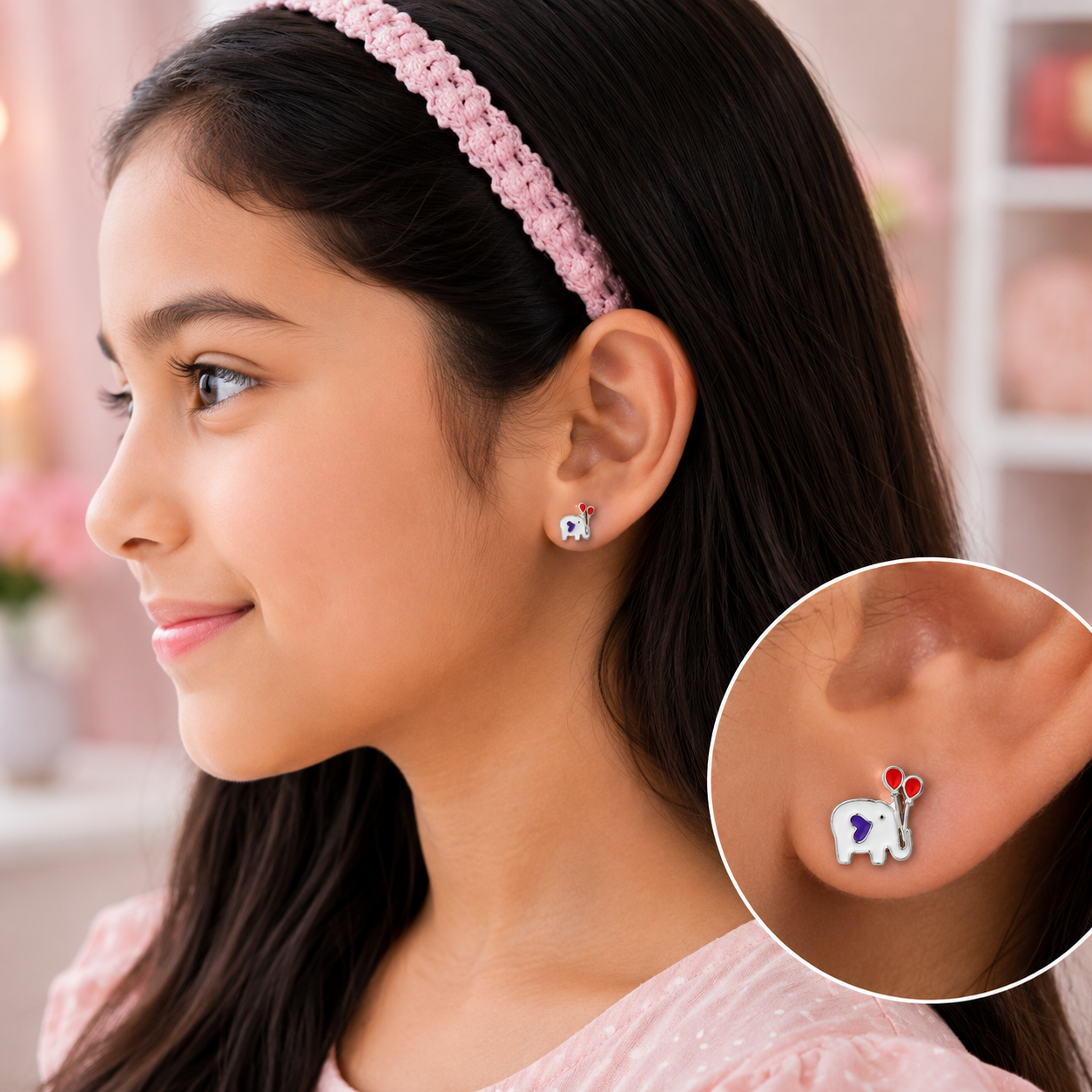 Silver Playful Elephant Balloon Earrings