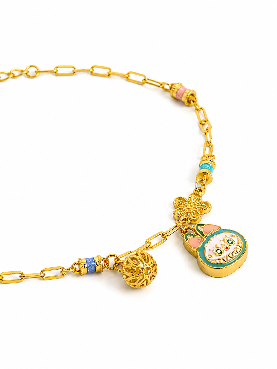 925 Silver Labubu Doll Cute Charm Bracelet