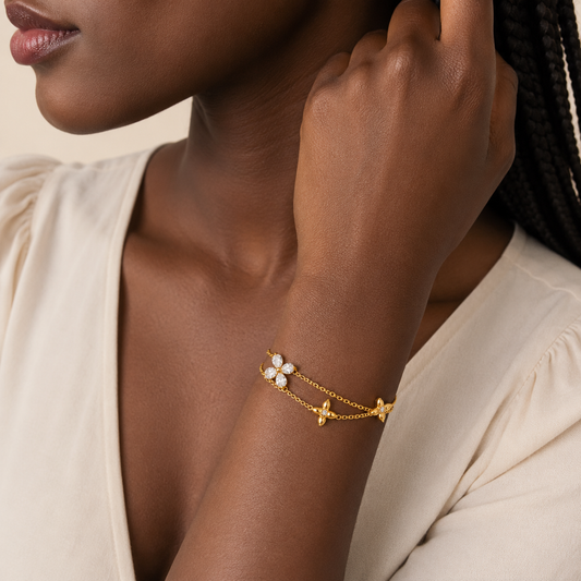 Demi Fine Double Chain Flower Bracelet