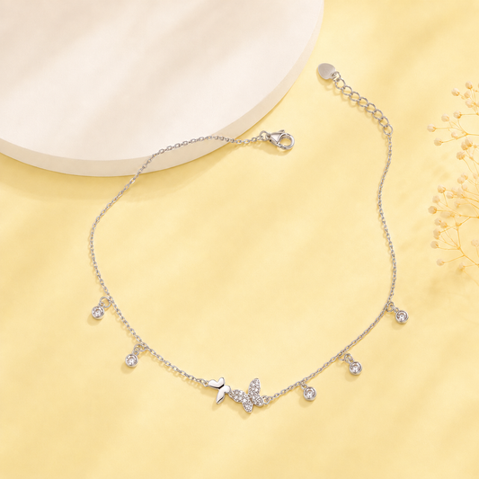 Silver Butterfly Charm Anklet