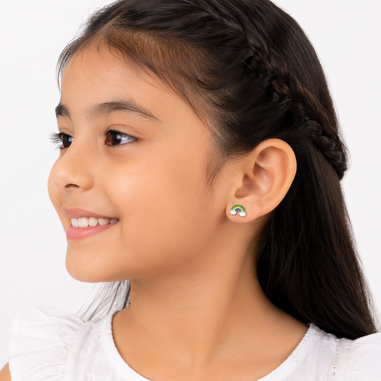Silver Rainbow Stud Earrings
