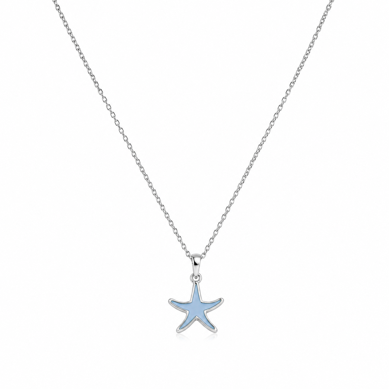 Silver Blue Starfish Pendant