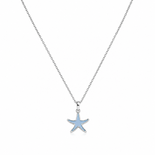 Silver Blue Starfish Pendant