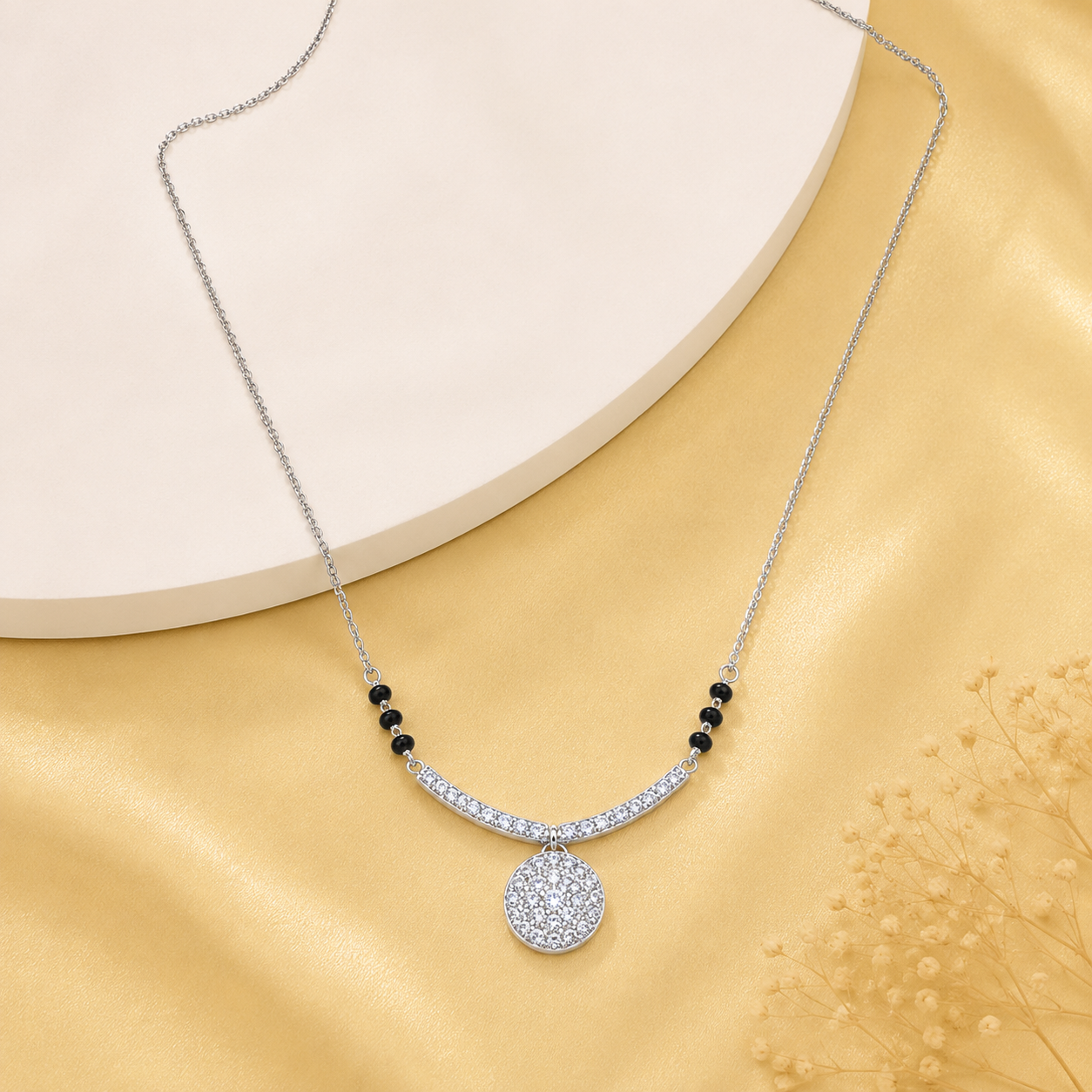 Silver Curve Charm Mangalsutra
