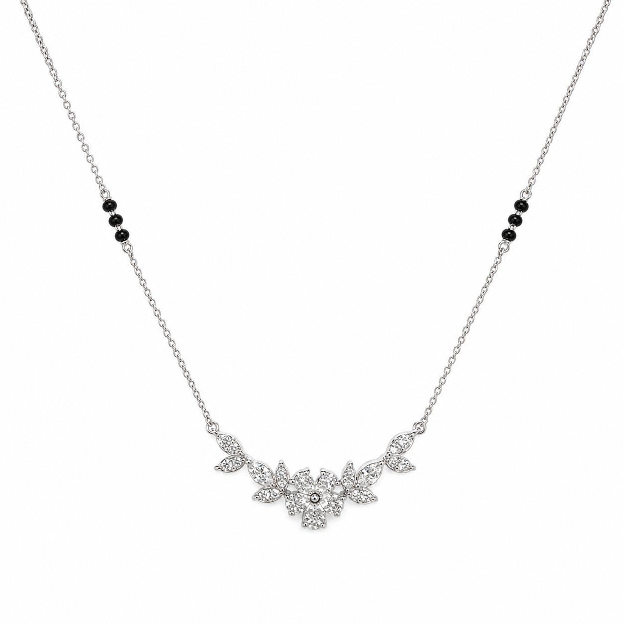 Silver Floral Bloom Mangalsutra