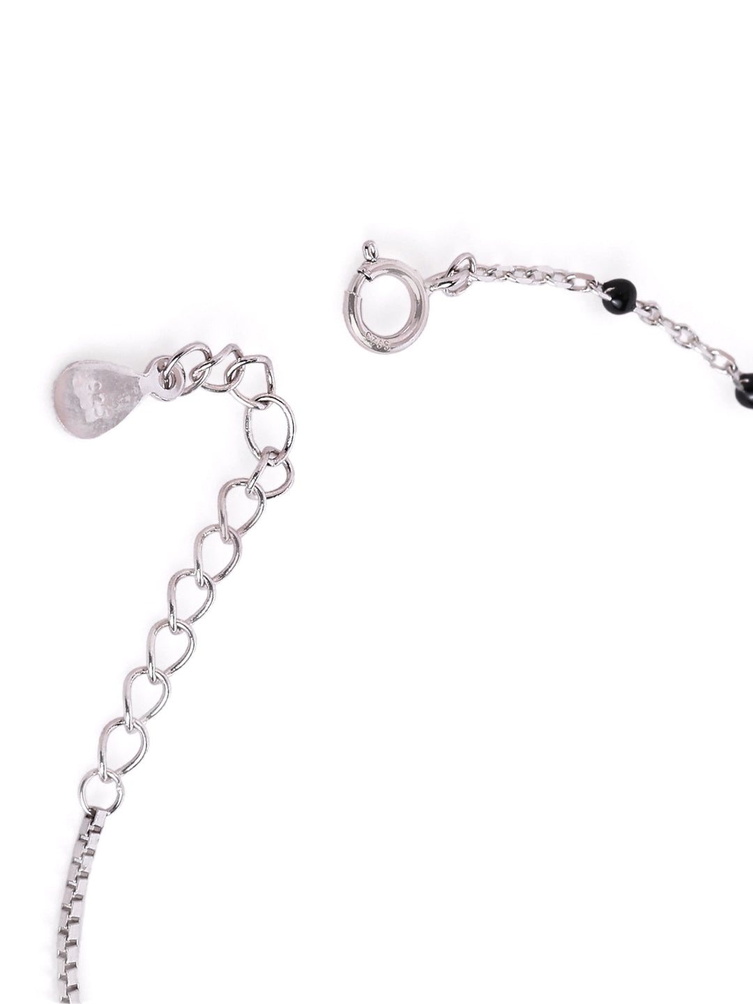 925 sterling silver mangalsutra bracelet with black beaded chain