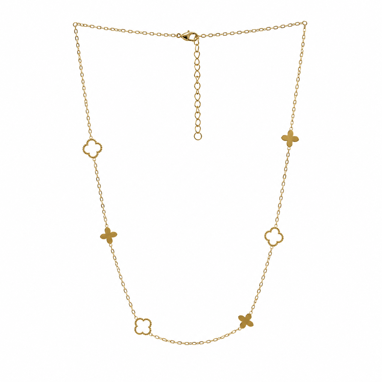 Clover Charm Station Necklace