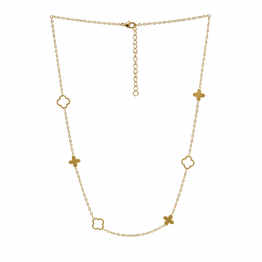 Clover Charm Station Necklace