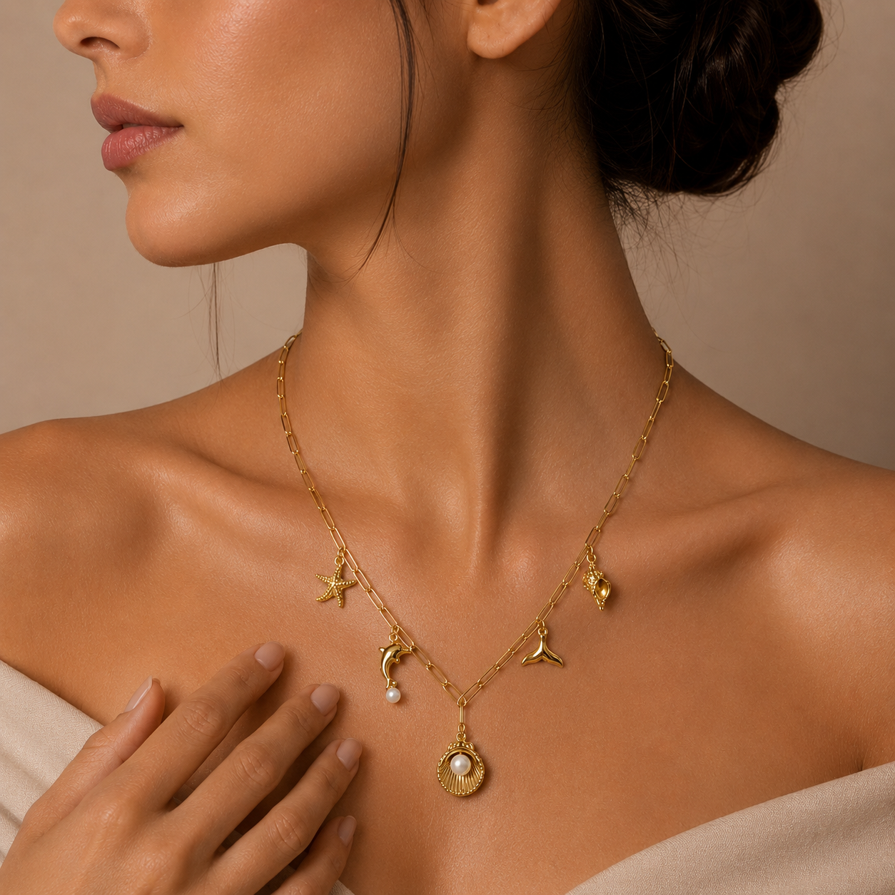 Demi Fine Ocean Charm Gold-Tone Necklace