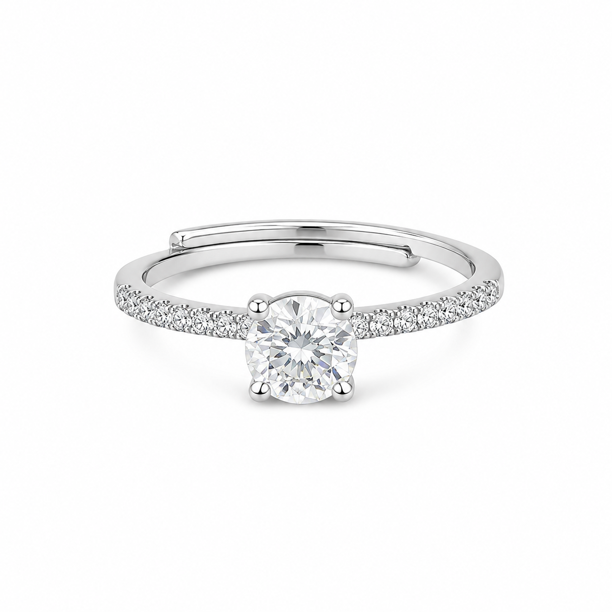 Silver Classic Solitaire Adjustable Ring