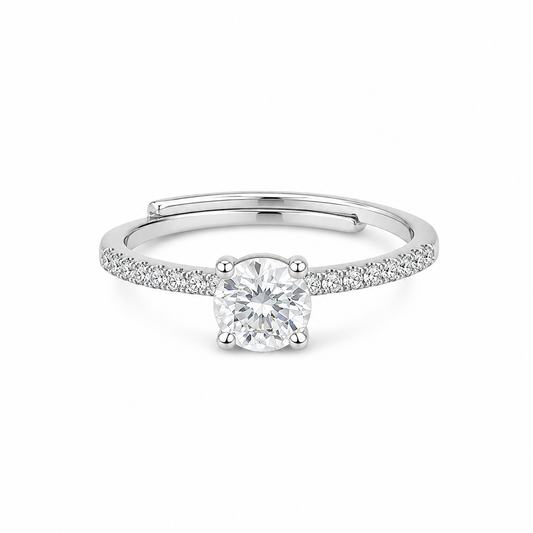 Silver Classic Solitaire Adjustable Ring