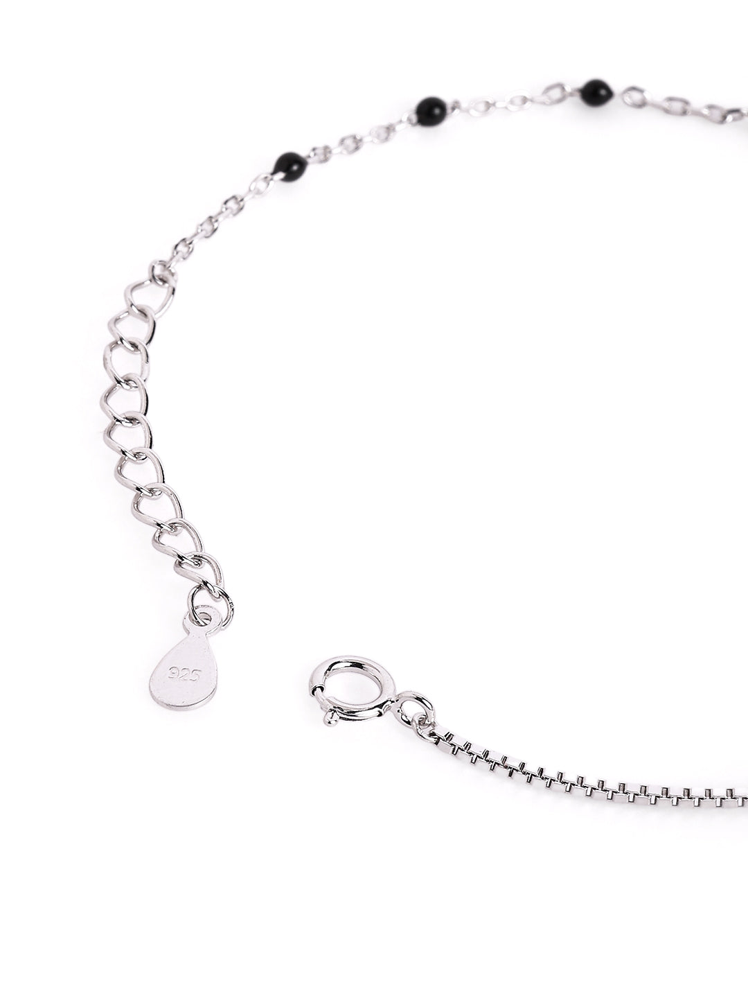 925 sterling silver mangalsutra bracelet with black beaded chain
