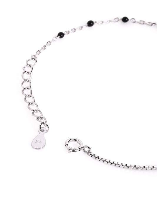 925 sterling silver mangalsutra bracelet with black beaded chain