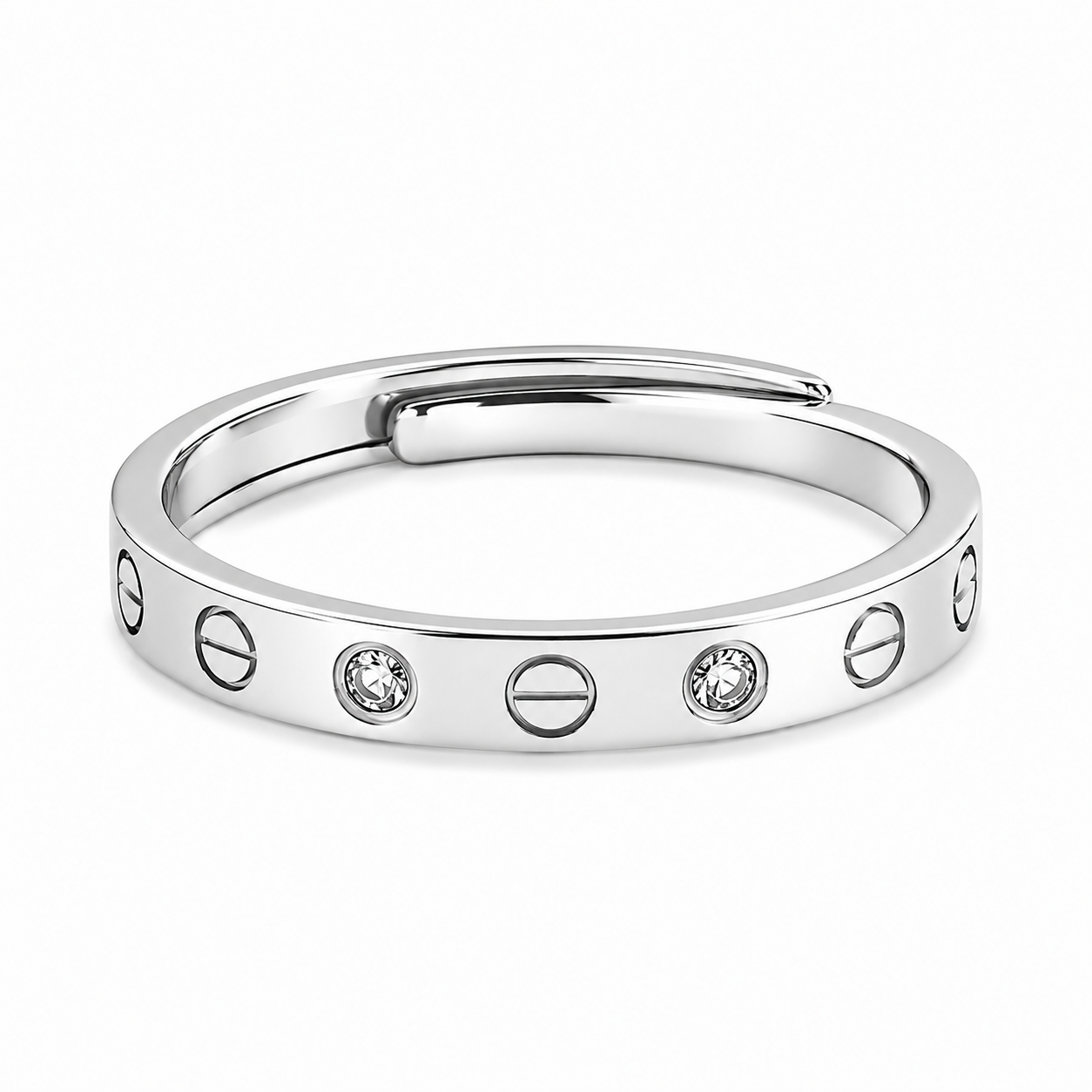 Silver Luxe Screw  Adjustable Band Ring