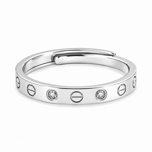 Silver Luxe Screw  Adjustable Band Ring