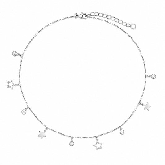 Silver Twinkle Star Anklet