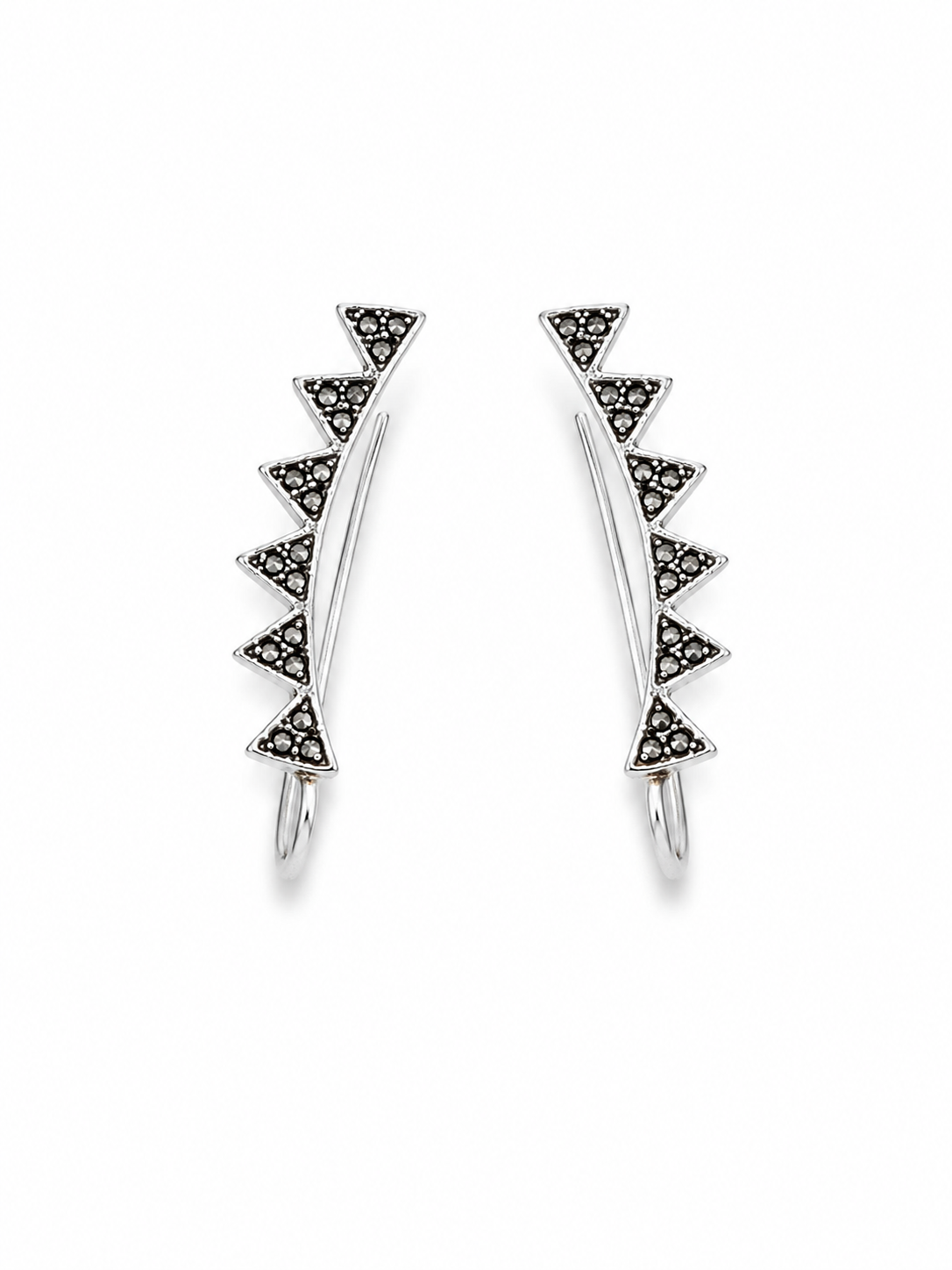 924 Silver Eclipse Triangle Earrings