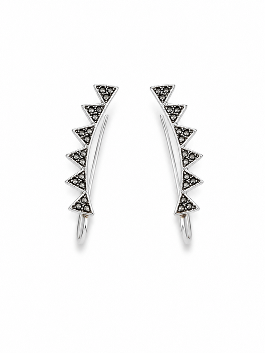 924 Silver Eclipse Triangle Earrings