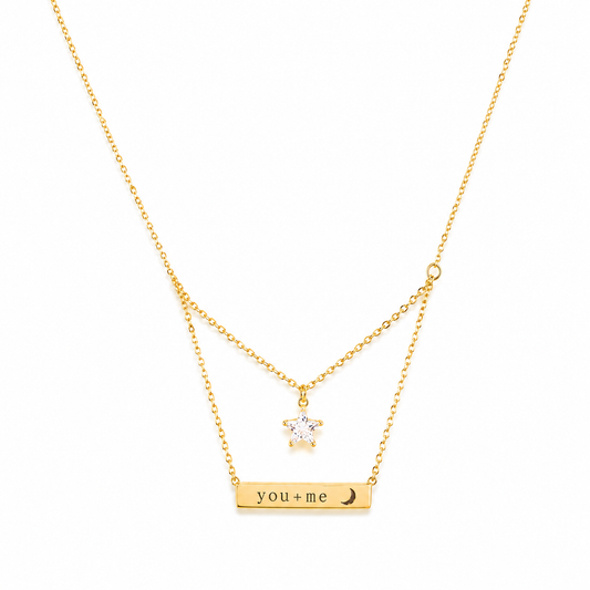 Silver Forever You + Me Star Gold Necklace
