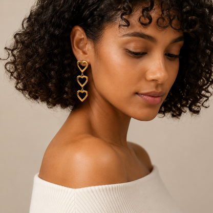 Amour Triple Heart Drop Earrings