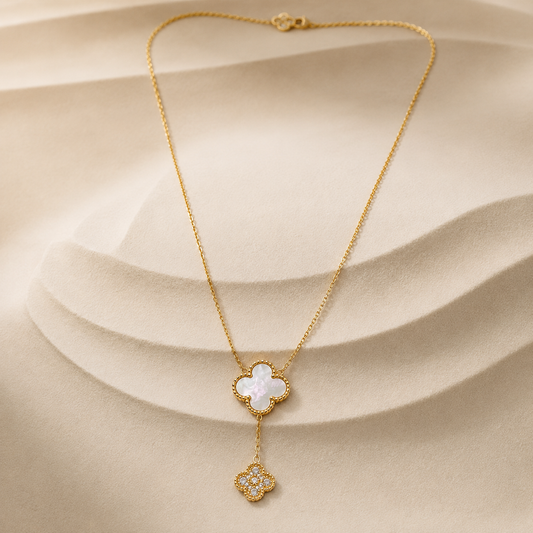 Demi Fine Clover Pearl & Pavé Drop Necklace