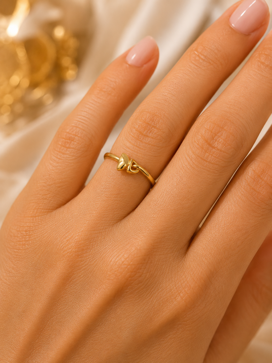 9K Gold Heart Knot Ring